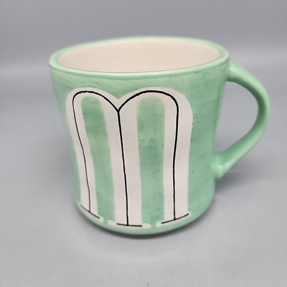 Anthropologie Monogram Initial M Letter Hand Painted Coffee Mug Cup - Picture 1 of 4